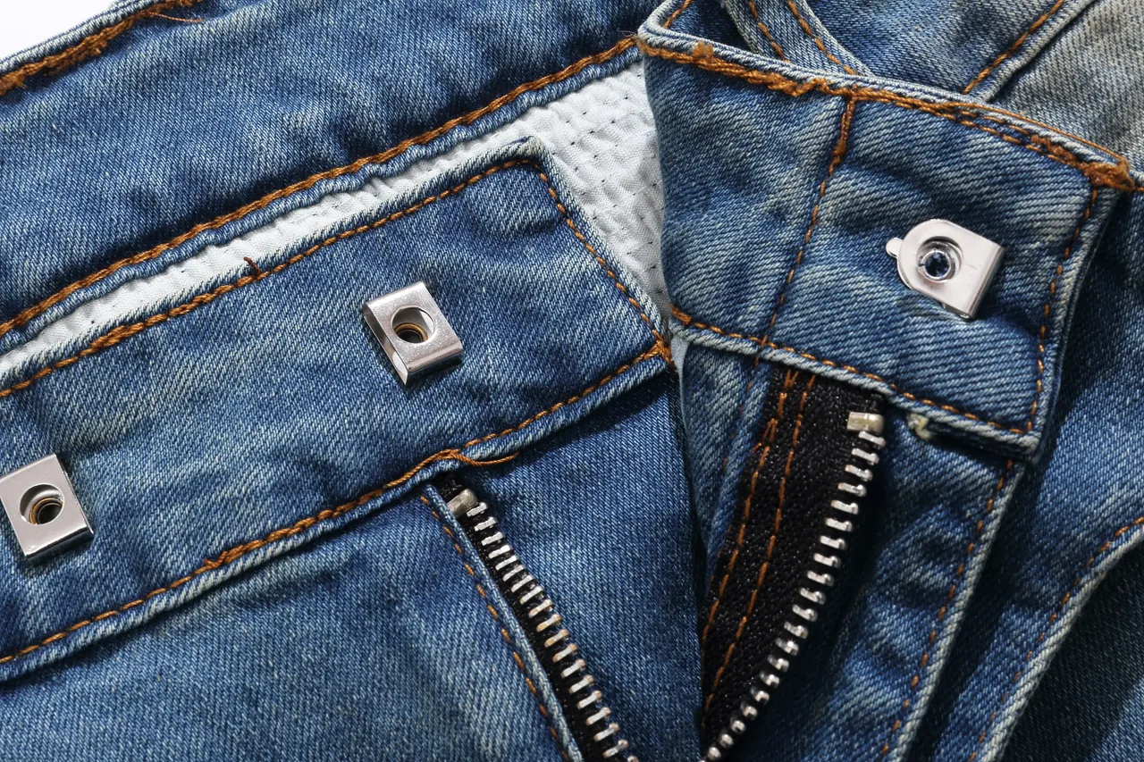 Balmain Moto-Panel Distressed Light Blue Denim Shorts 9