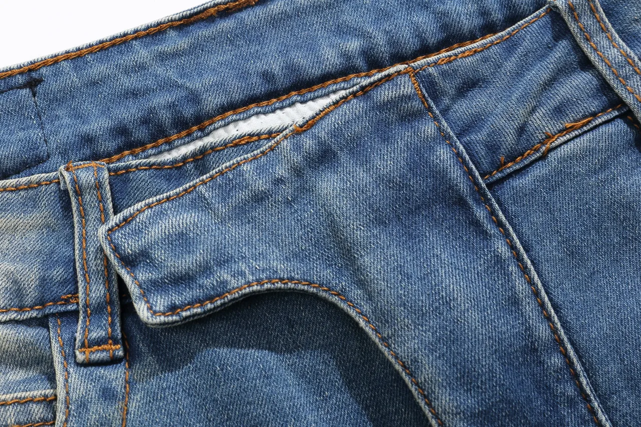 Balmain Moto-Panel Distressed Light Blue Denim Shorts 10