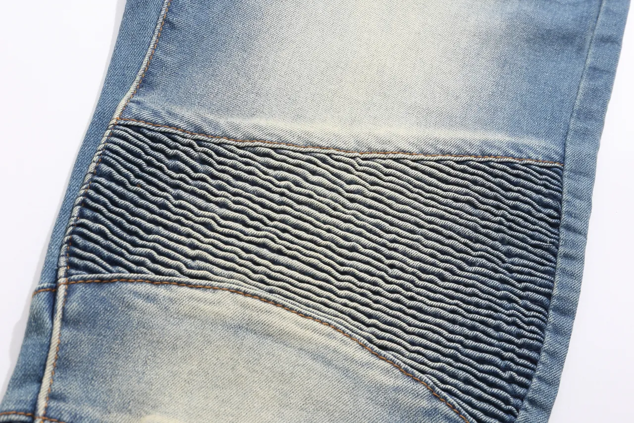 Balmain Moto-Panel Distressed Light Blue Denim Shorts 14