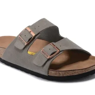 Birkenstock Arizona Gray Suede Two-Strap Casual Sandals
