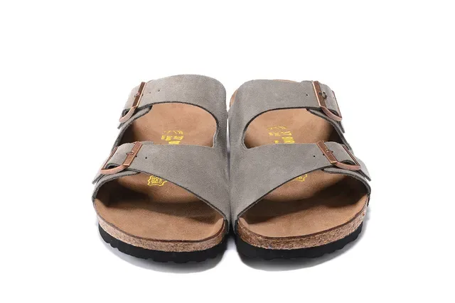 Birkenstock Arizona Gray Suede Two-Strap Casual Sandals 5