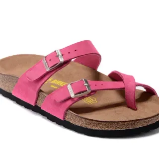 Birkenstock Arizona গোলাপি সুড-লাইক টু-স্ট্র্যাপ ক্যাজুয়াল স্যান্ডেল