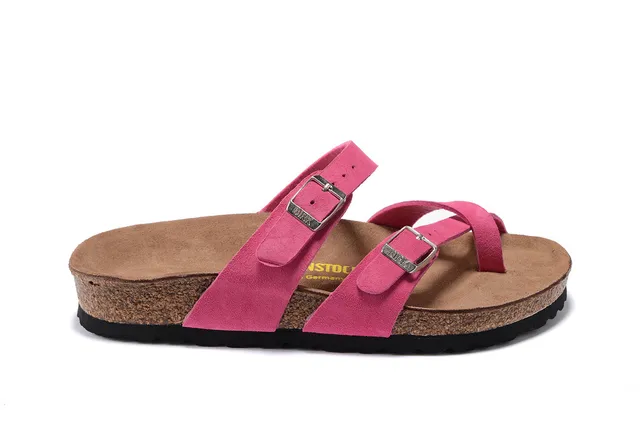 Birkenstock Arizona Sandales Casual à Deux Bretelles en Suédine Rose 2