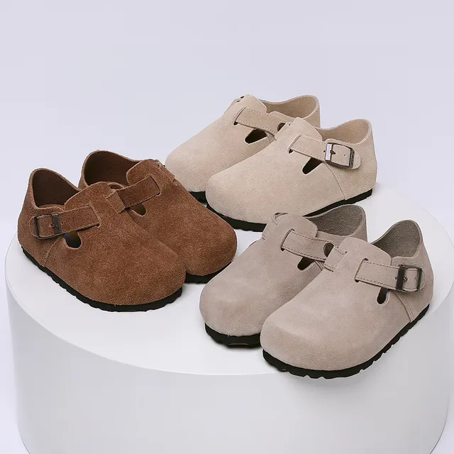 Birkenstock بيج أسود جلد سويد علوي حزام بإبزة واحدة لوفر 3