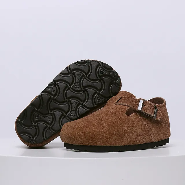 Birkenstock بيج أسود جلد سويد علوي حزام بإبزة واحدة لوفر 8