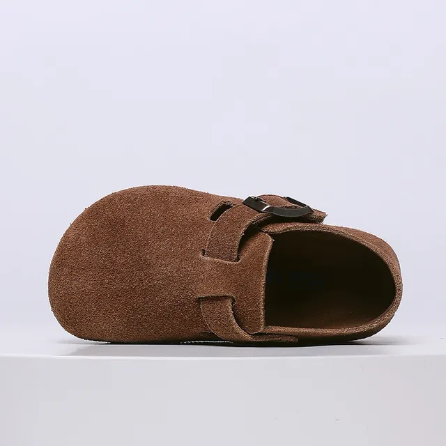 Birkenstock بيج أسود جلد سويد علوي حزام بإبزة واحدة لوفر 12