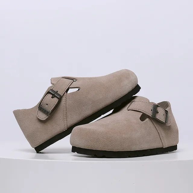 Birkenstock بيج أسود جلد سويد علوي حزام بإبزة واحدة لوفر 16