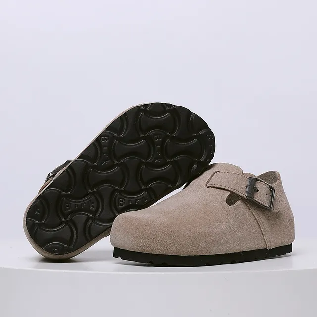 Birkenstock بيج أسود جلد سويد علوي حزام بإبزة واحدة لوفر 17