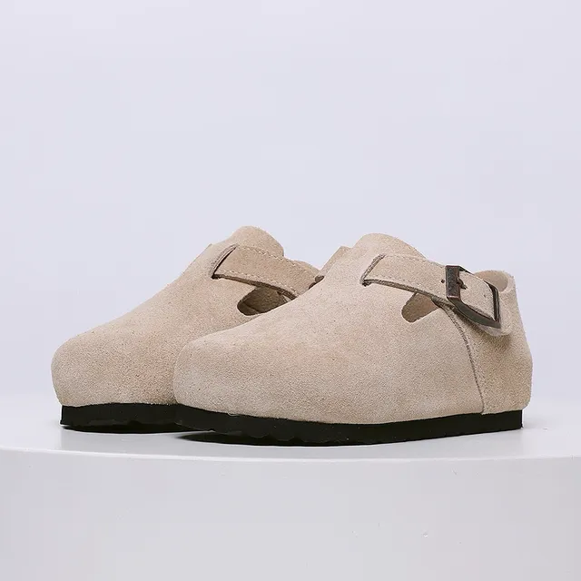 Birkenstock بيج أسود جلد سويد علوي حزام بإبزة واحدة لوفر 22