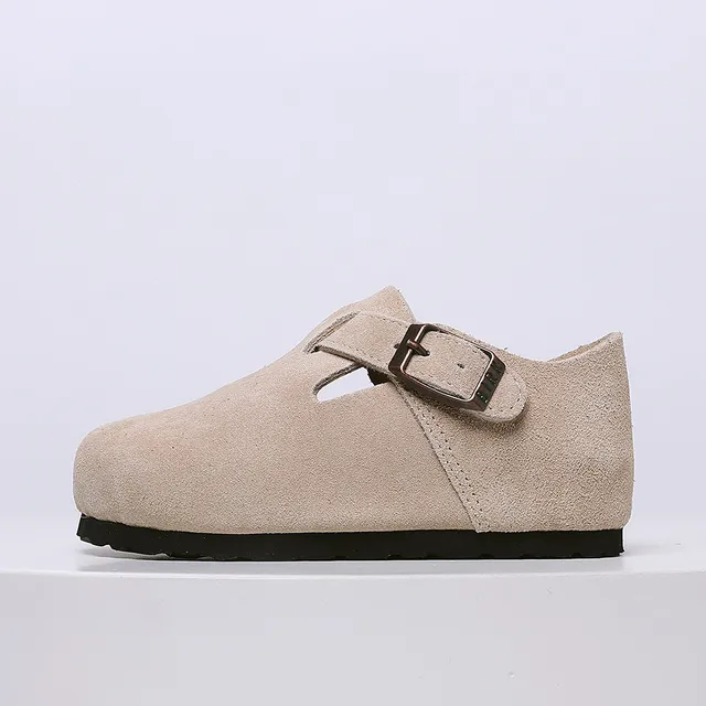 Birkenstock بيج أسود جلد سويد علوي حزام بإبزة واحدة لوفر 23