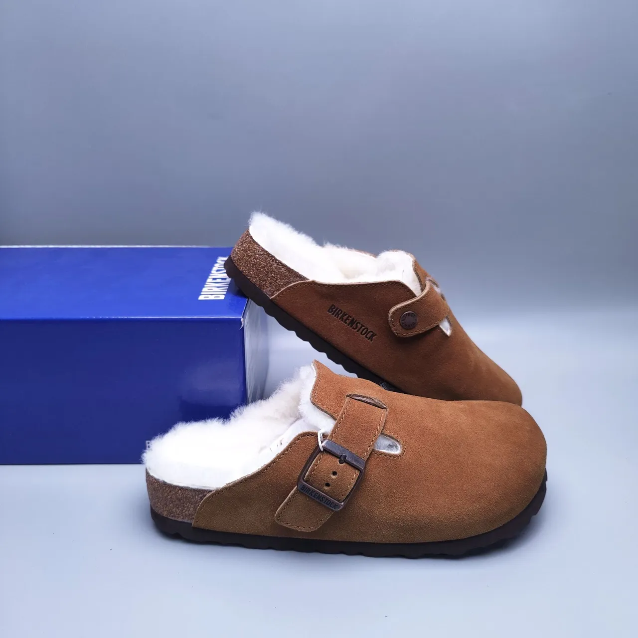 Birkenstock Marron Blanc Ante Doublé Shearling Chaussures Casuales 2
