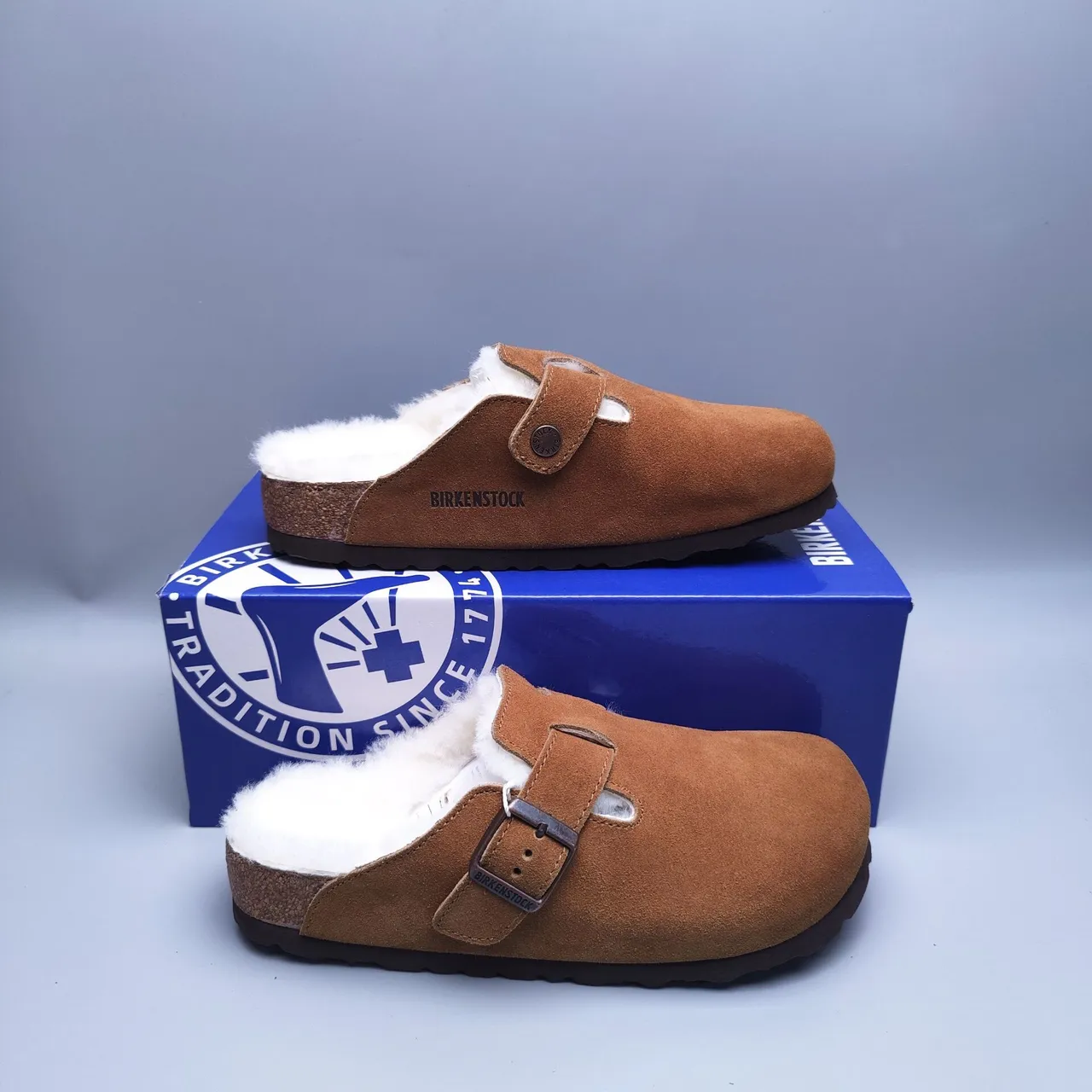 Birkenstock Marron Blanc Ante Doublé Shearling Chaussures Casuales 3