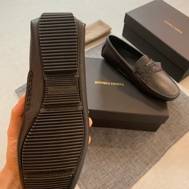 Bottega Veneta Andiamo Cuir noir grainé Intrecciato Tissé Vamp Mocassin 3