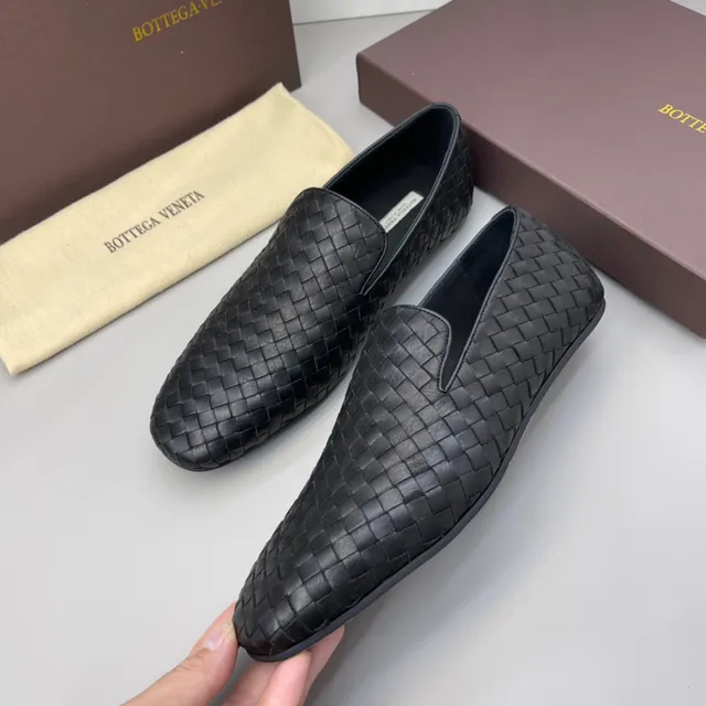 Bottega Veneta Andiamo Intrecciato couro trançado preto mocassins 3