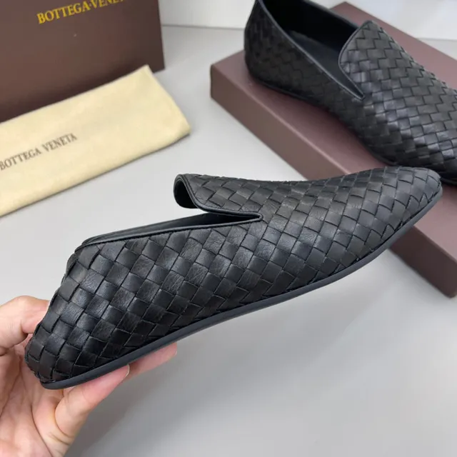 Bottega Veneta Andiamo Intrecciato couro trançado preto mocassins 5