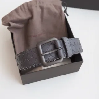 Bottega Veneta Cassette Belt ग्रे Intrecciato चमड़े की बेल्ट