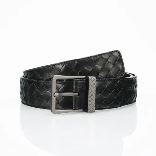 Bottega Veneta Cassette Intrecciato Black Leather Belt