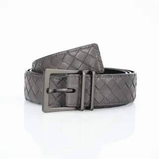 Bottega Veneta Cassette Intrecciato ग्रे चमड़े की बेल्ट
