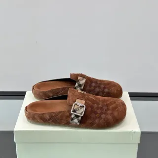 Bottega Veneta Cassette Mule Brown Woven Suede Loafers