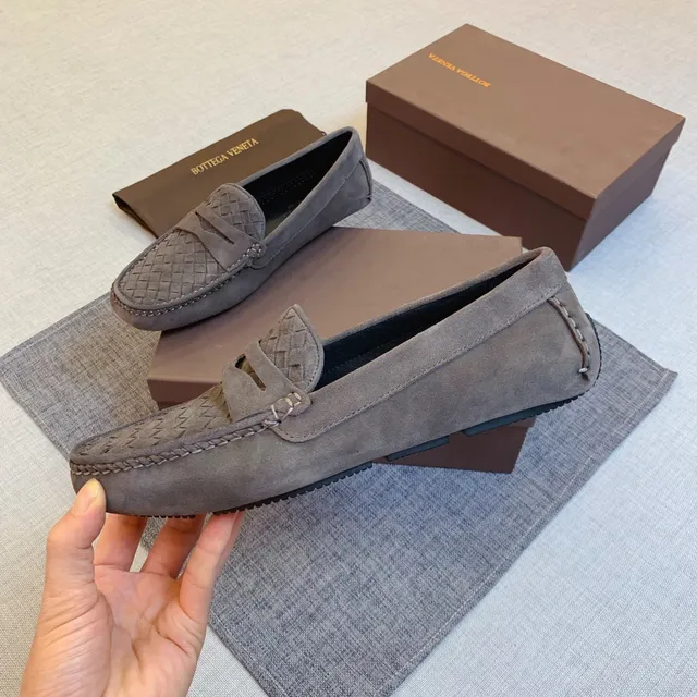 Bottega Veneta gris daim Intrecciato Loafers 5