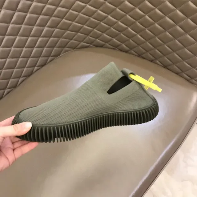Bottega Veneta Green Gray Knit Slip-On Spiked Rubber Sole Lifestyle Sneakers 4