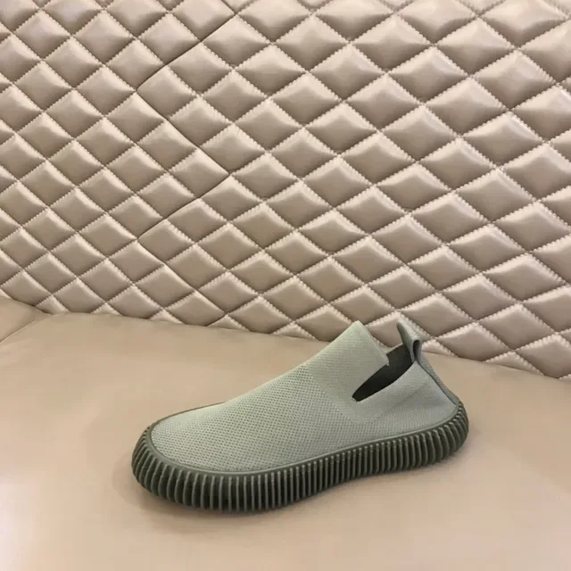 Bottega Veneta Green Gray Knit Slip-On Spiked Rubber Sole Lifestyle Sneakers 7