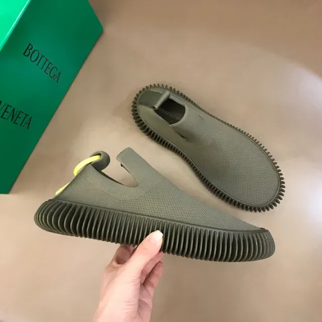 Bottega Veneta Green Gray Knit Slip-On Spiked Rubber Sole Lifestyle Sneakers 8