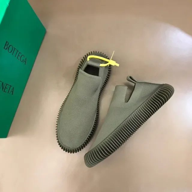Bottega Veneta Green Gray Knit Slip-On Spiked Rubber Sole Lifestyle Sneakers 9