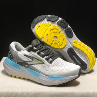 Brooks Glycerin White Gray Blue Yellow Running Shoes