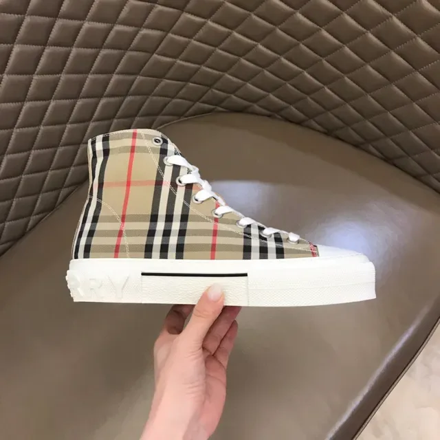 Burberry Beige Multicolor High-Top Canvas Upper Sneakers 4