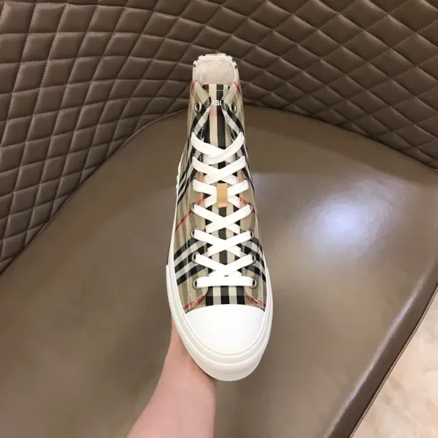 Burberry Beige Multicolor High-Top Canvas Upper Sneakers 5