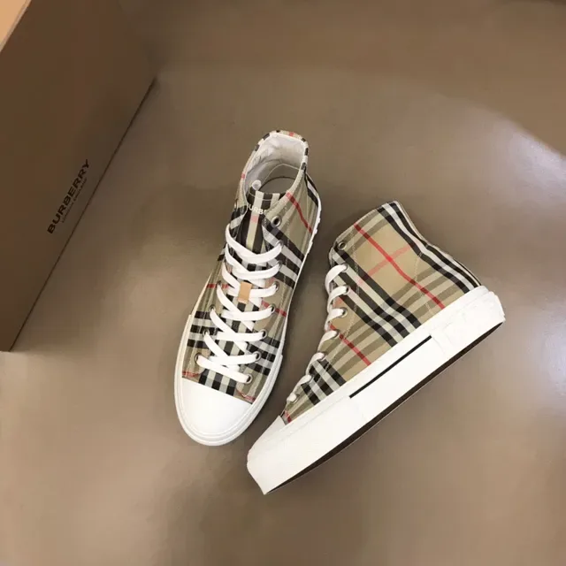Burberry Beige Multicolor High-Top Canvas Upper Sneakers 7