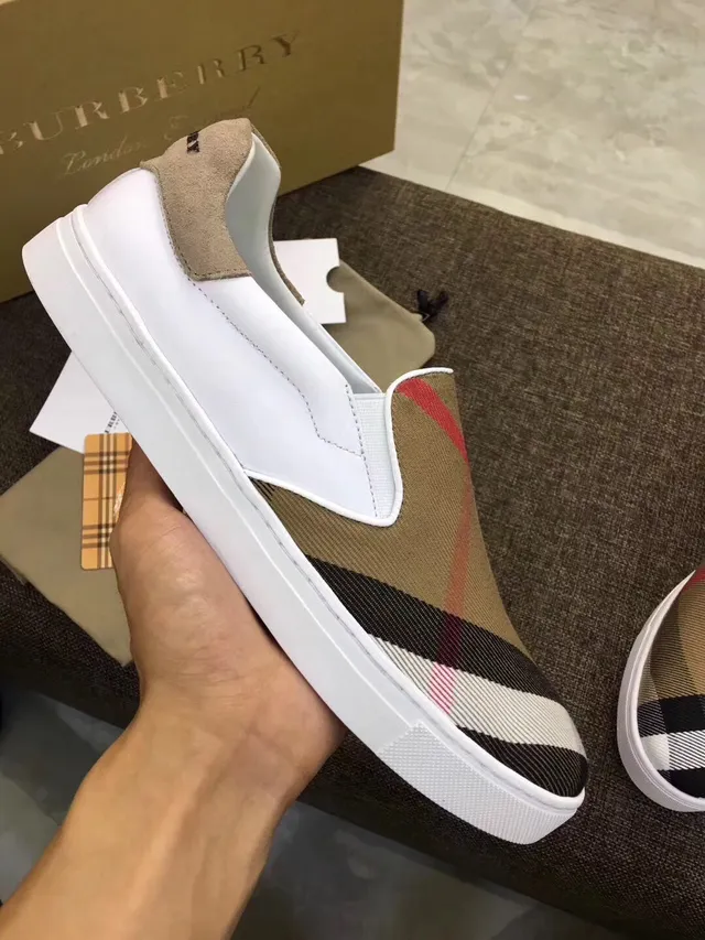 Burberry Beige Multicolor Maison Check Toile Supérieure Enfiler Construction Mocassin 5