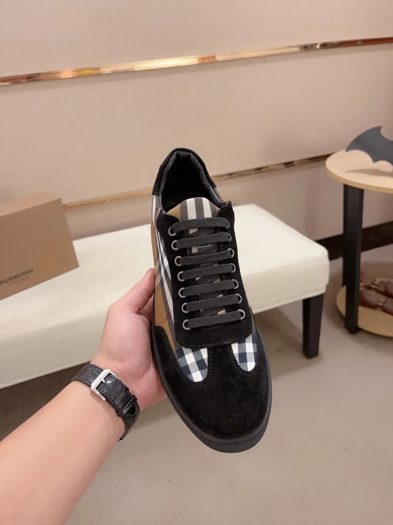 Burberry Chaussures Lifestyle à Panneau en Daim avec Motif House Check 2