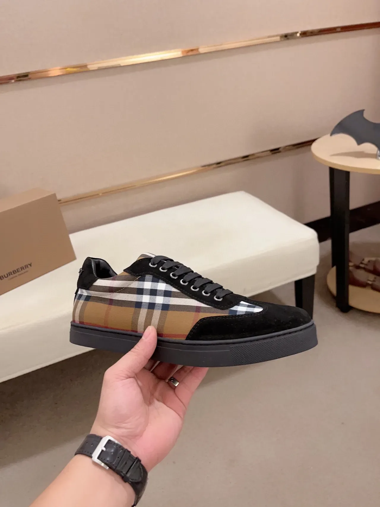 Burberry Chaussures Lifestyle à Panneau en Daim avec Motif House Check 4