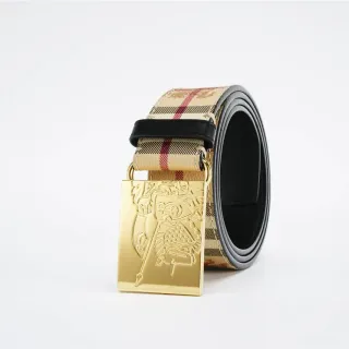 Burberry Knight Belt বেইজ লাল কালো চেক চামড়ার বেল্ট