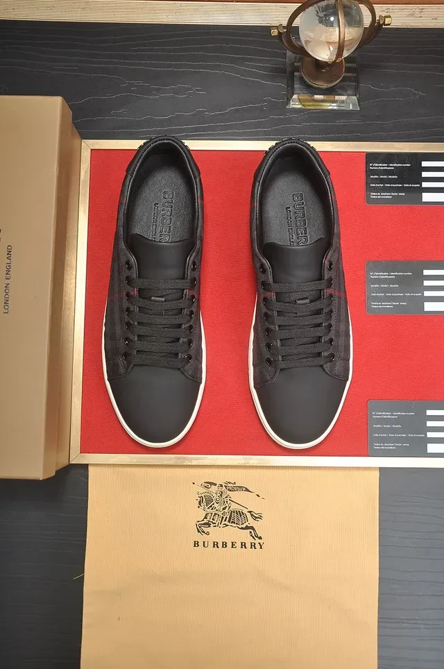 Burberry Knight Check Pattern Black and Red Lifestyle Sneakers 4