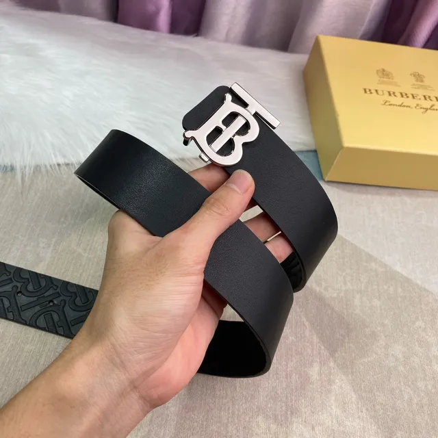 Burberry Knight Embossed Monogram Black Leather Belt 5