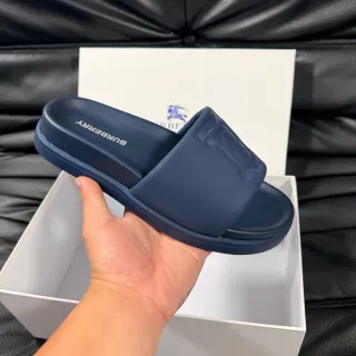 Burberry Knight Navy Molded Rubber Monochrome Slippers