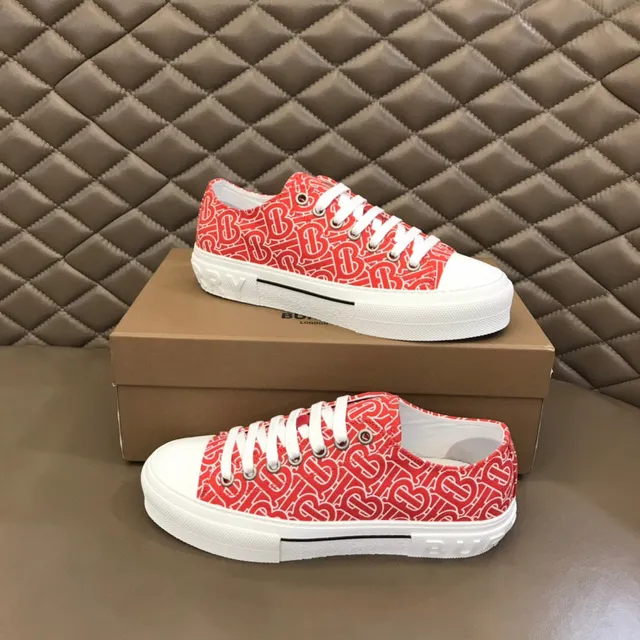 Burberry Rouge Blanc imprimé Monogram-Print toile plateforme cupsole chaussures lifestyle 3