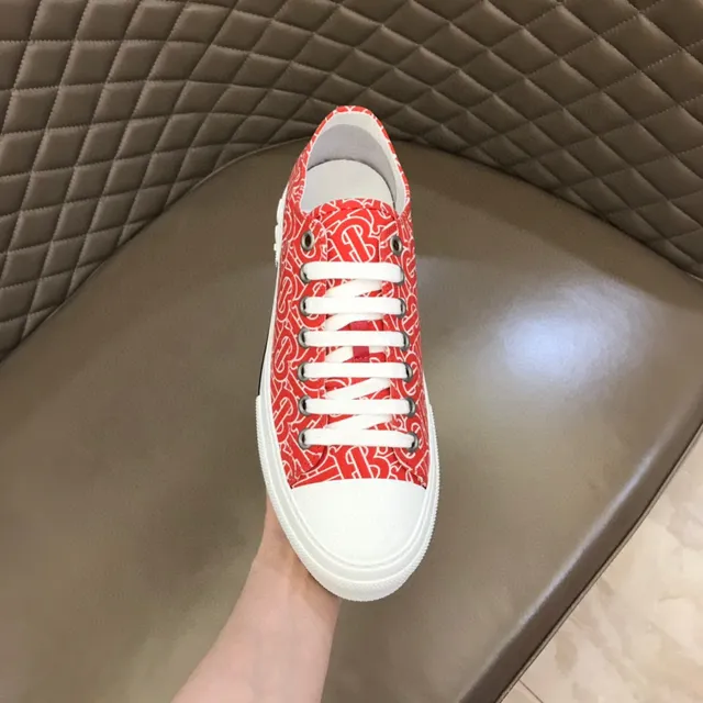 Burberry Rouge Blanc imprimé Monogram-Print toile plateforme cupsole chaussures lifestyle 4