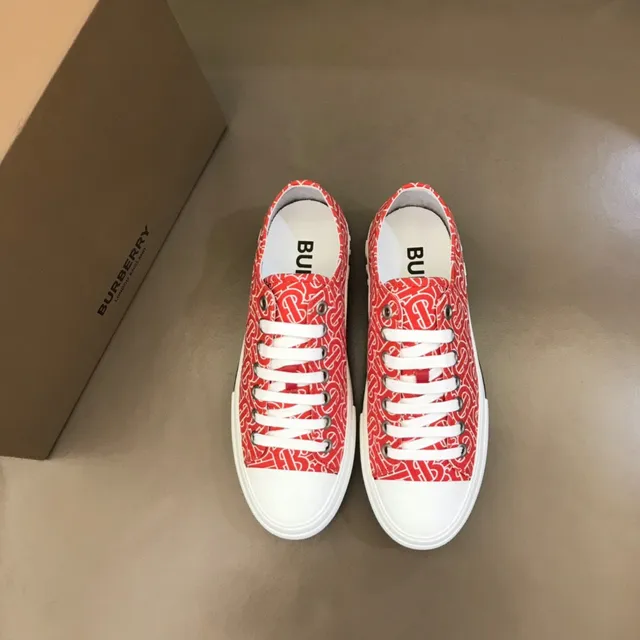 Burberry Rouge Blanc imprimé Monogram-Print toile plateforme cupsole chaussures lifestyle 8