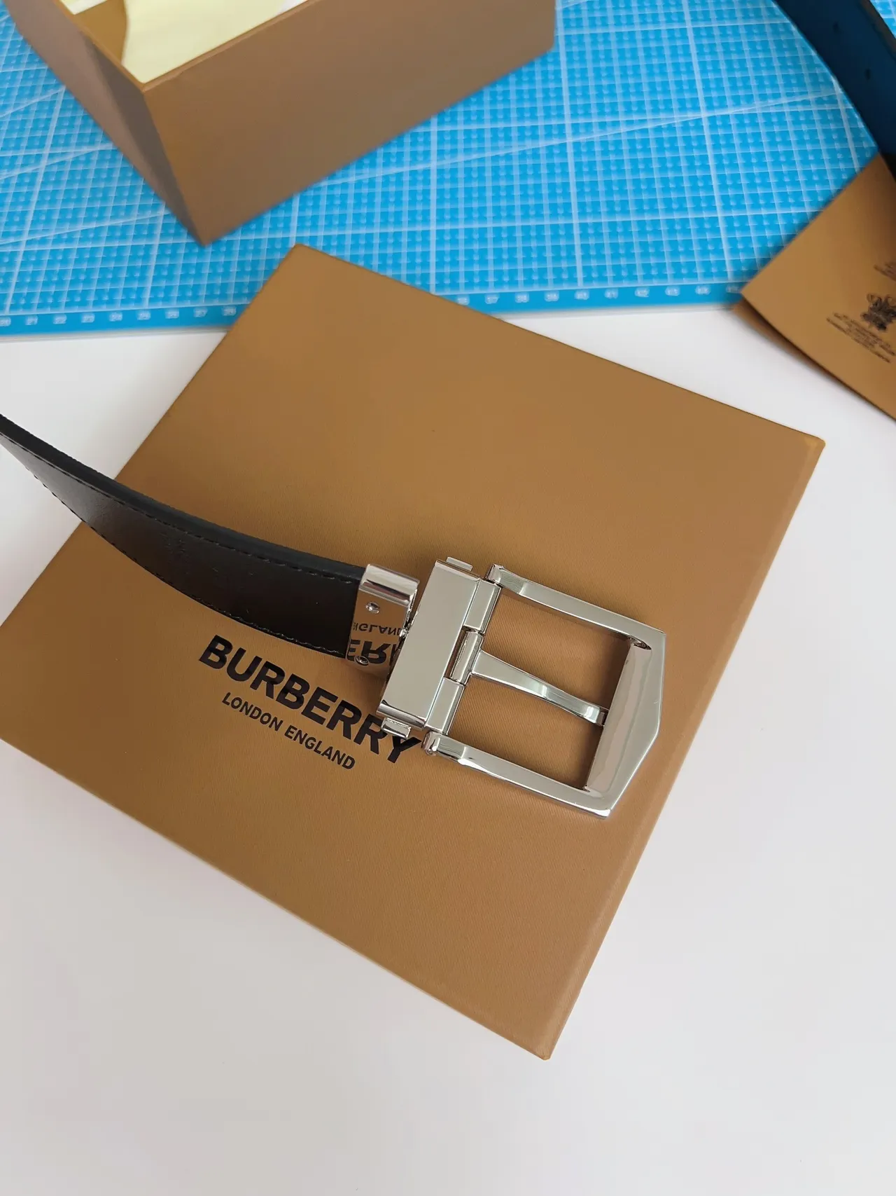 Burberry Reversible Buckle Woven Leather Belt 3