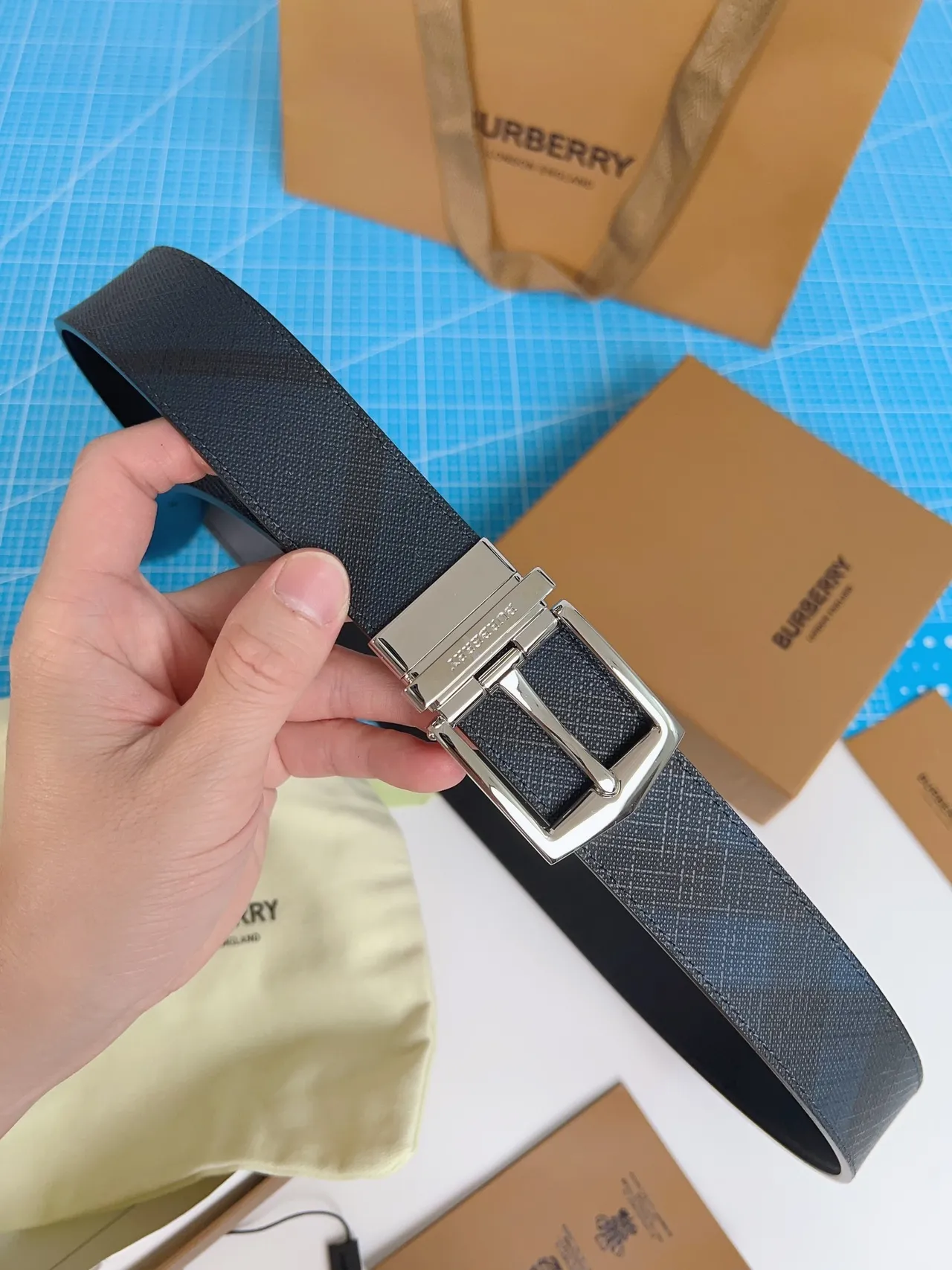 Burberry Reversible Buckle Woven Leather Belt 8