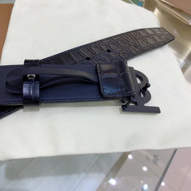 Burberry TB Belt Navy Crocodile-Embossed Leather Belt 2