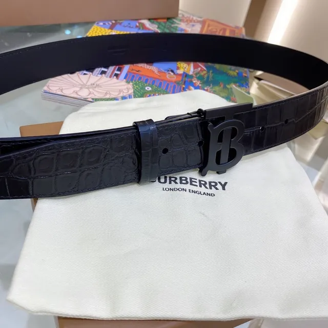 Burberry TB Belt Navy Crocodile-Embossed Leather Belt 5