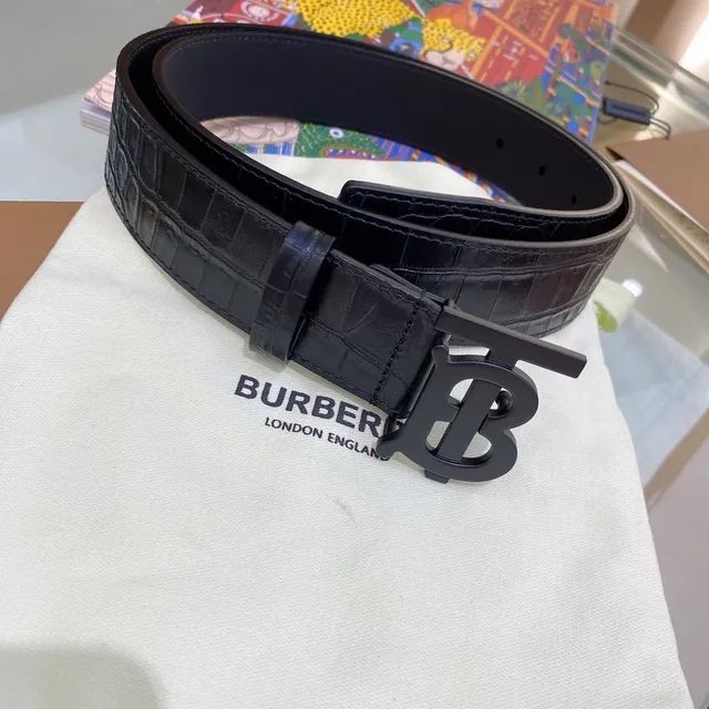 Burberry TB Belt Navy Crocodile-Embossed Leather Belt 7