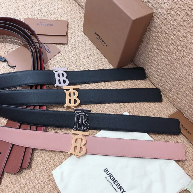 Burberry TB Monogram Belt কালো এবং বাদামী চামড়ার বেল্ট 3