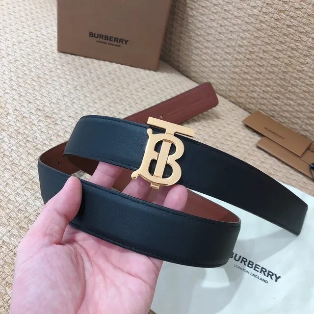 Burberry TB Monogram Belt কালো এবং বাদামী চামড়ার বেল্ট 5