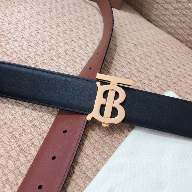 Burberry TB Monogram Belt কালো এবং বাদামী চামড়ার বেল্ট 7